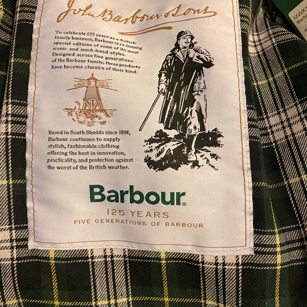 Barbour wax cotton 125th anniversary edition.